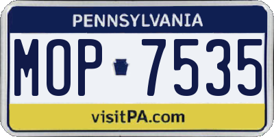 PA license plate MOP7535