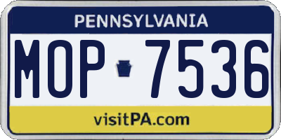 PA license plate MOP7536