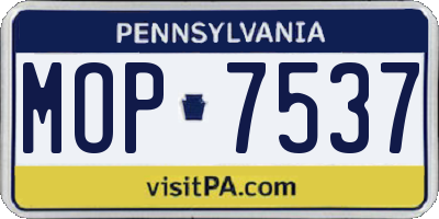 PA license plate MOP7537