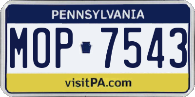 PA license plate MOP7543
