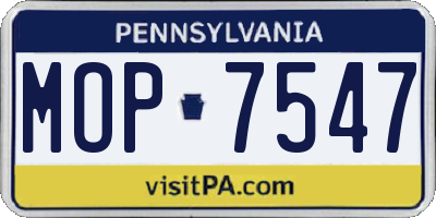 PA license plate MOP7547