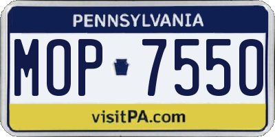 PA license plate MOP7550
