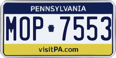 PA license plate MOP7553