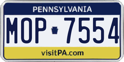 PA license plate MOP7554