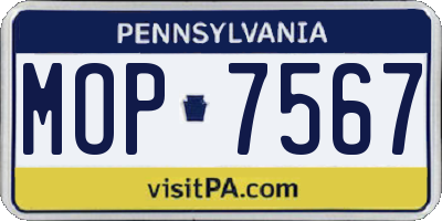 PA license plate MOP7567