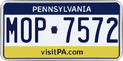 PA license plate MOP7572