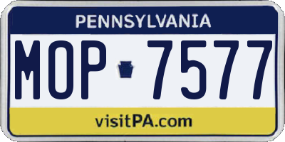 PA license plate MOP7577