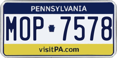 PA license plate MOP7578