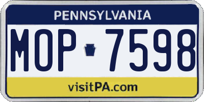 PA license plate MOP7598