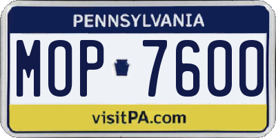 PA license plate MOP7600