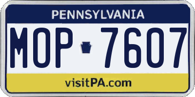PA license plate MOP7607