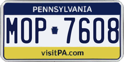 PA license plate MOP7608