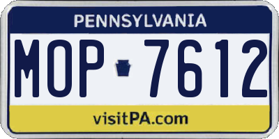 PA license plate MOP7612