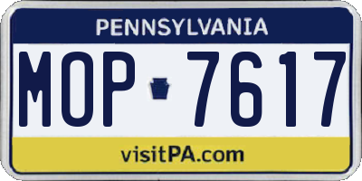 PA license plate MOP7617