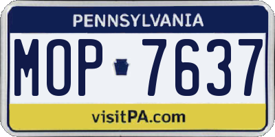 PA license plate MOP7637