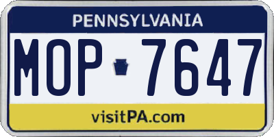 PA license plate MOP7647