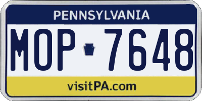 PA license plate MOP7648