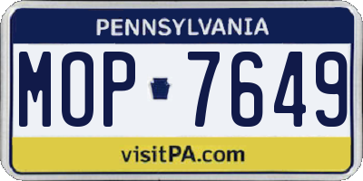 PA license plate MOP7649