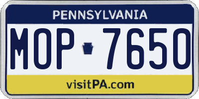 PA license plate MOP7650