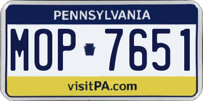 PA license plate MOP7651