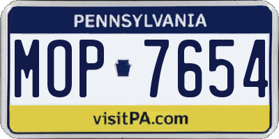 PA license plate MOP7654