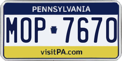 PA license plate MOP7670