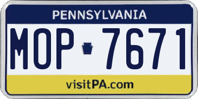 PA license plate MOP7671
