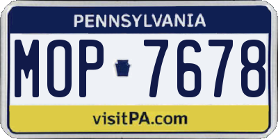 PA license plate MOP7678