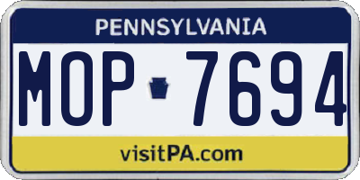 PA license plate MOP7694