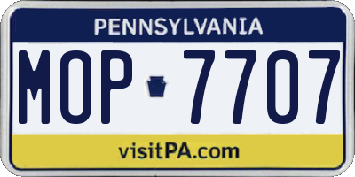 PA license plate MOP7707
