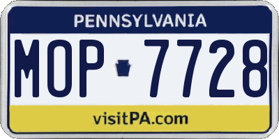 PA license plate MOP7728