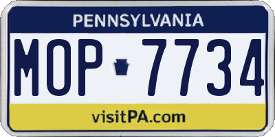 PA license plate MOP7734