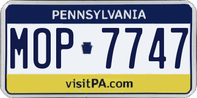 PA license plate MOP7747