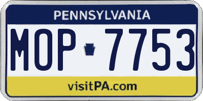 PA license plate MOP7753