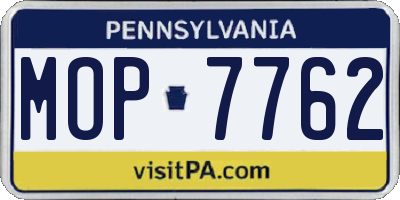 PA license plate MOP7762