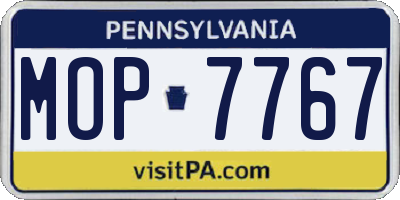 PA license plate MOP7767