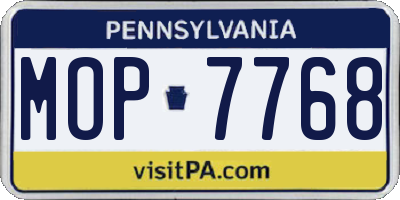 PA license plate MOP7768