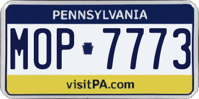 PA license plate MOP7773