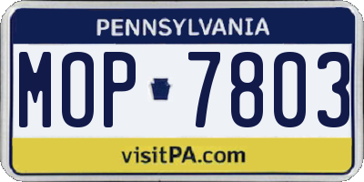 PA license plate MOP7803