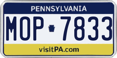 PA license plate MOP7833