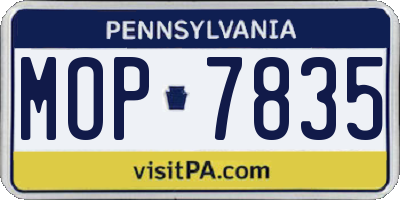 PA license plate MOP7835