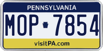 PA license plate MOP7854