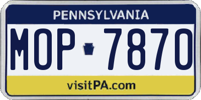 PA license plate MOP7870