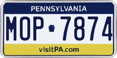 PA license plate MOP7874