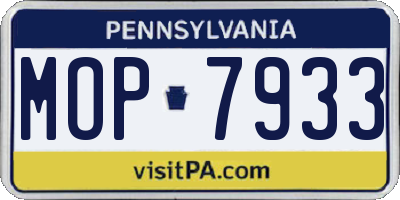 PA license plate MOP7933