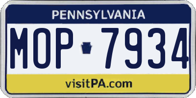 PA license plate MOP7934