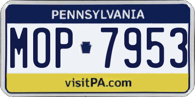 PA license plate MOP7953