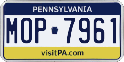 PA license plate MOP7961