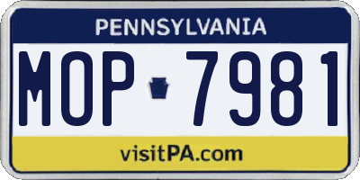 PA license plate MOP7981
