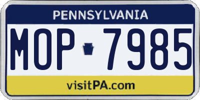 PA license plate MOP7985